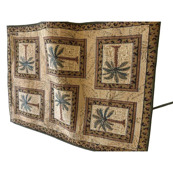 Vtg 6 Palm Tree Tapestry Placemats Bombay tropical table top decor coastal chic - Picture 13 of 16